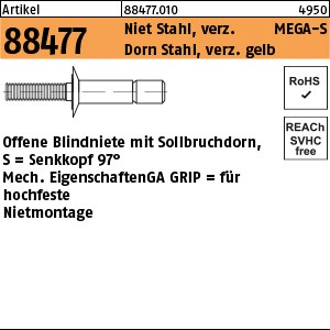 ART 88477 MEGA GRIP Blindniete St. verz. SEKO 4,8 x 10,5 S