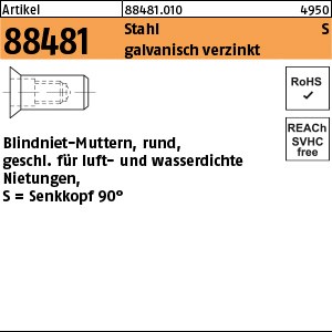 ART 88481 Blindnietmu. geschlossen St.Zn Seko M 4 / 1,5 - 3,5 S