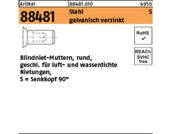 Artikel 88481 Stahl S galvanisch verzinkt Blindniet-Muttern, rund, geschl., SEKO