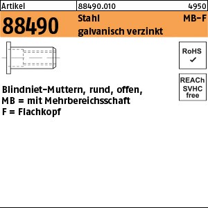 ART 88490 Mehrbereichsblindnietmu. Stahl FLAKO M 4 / 0,5 - 6,0 gal Zn S