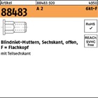Artikel 88483 A 2 6kt-F Blindniet-Muttern, Sechskant, offen, Flachkopf