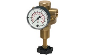 Druckregler (Membrandruckregler aus Messing ohne Sekundärentlüftung, inkl. Manometer, speziell für Wasser)
