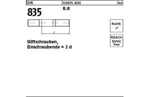 DIN 835 8.8 Stiftschrauben, Einschraubende = 2 d 