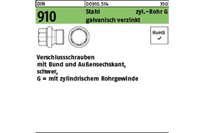 DIN 910 Stahl zyl.-Rohr G galvanisch verzinkt Verschlussschrauben mit Bund und A