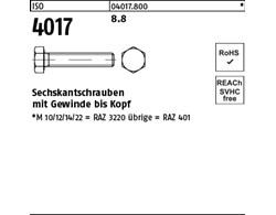 ISO 4017 8.8 Sechskantschrauben mit Gewinde bis Kopf 