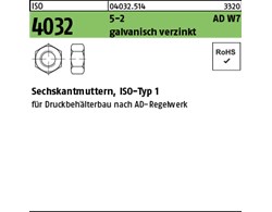 ISO 4032 5-2 AD W7 galvanisch verzinkt Sechskantmuttern, ISO-Typ 1 