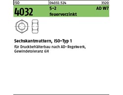 ISO 4032 5-2 AD W7 feuerverzinkt Sechskantmuttern, ISO-Typ 1 