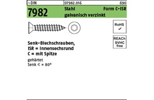 ~DIN 7982 Stahl Form C-ISR galvanisch verzinkt Senk-Blechschrauben mit Spitze, I