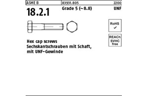 ASME B 18.2.1 Grade 5 (~8.8) UNF Hex cap screws, Sechskantschrauben mit Schaft, 