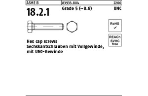 ASME B 18.2.1 Grade 5 (~8.8) UNC Hex cap screws, Sechskantschrauben mit Vollgew.