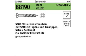 Artikel 88190 Stahl SPAX Seko-Z YELLOX SPAX Glasleistenschrauben mit Spitze und 