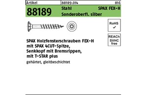 Artikel 88189 Stahl SPAX FEX-H Sonderoberfl. silber SPAX Holzfensterschrauben FE