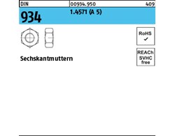 DIN 934 1.4571 (A 5) Sechskantmuttern 