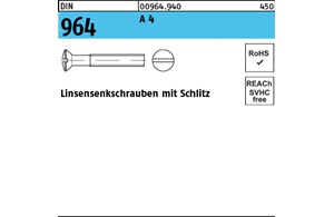 DIN 964 A 4 Linsensenkschrauben mit Schlitz 