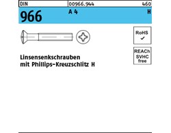 DIN 966 A 4 H Linsensenkschrauben mit Phillips-Kreuzschlitz H
