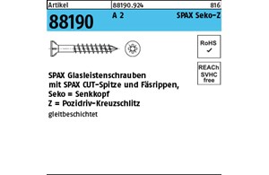 Artikel 88190 A 2 SPAX Seko-Z SPAX Glasleistenschrauben, mit Spitze und Fäsrippe