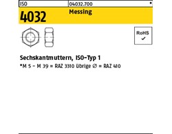 ISO 4032 Messing Sechskantmuttern, ISO-Typ 1 