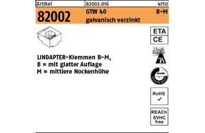 Artikel 82002 GTW 40 B-M galvanisch verzinkt LINDAPTER-Klemmen B-M mit glatter A
