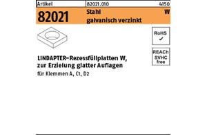 Artikel 82021 Stahl W galvanisch verzinkt LINDAPTER-Rezessfüllplatten W, zur Erz
