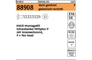 Artikel 88908 Stahl gehärtet MMSplus-P galvanisch verzinkt MULTI-MONTI-Schrauban