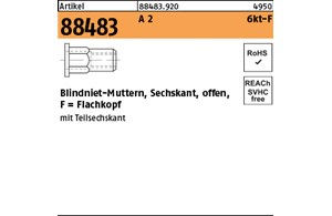 Artikel 88483 A 2 6kt-F Blindniet-Muttern, Sechskant, offen, Flachkopf